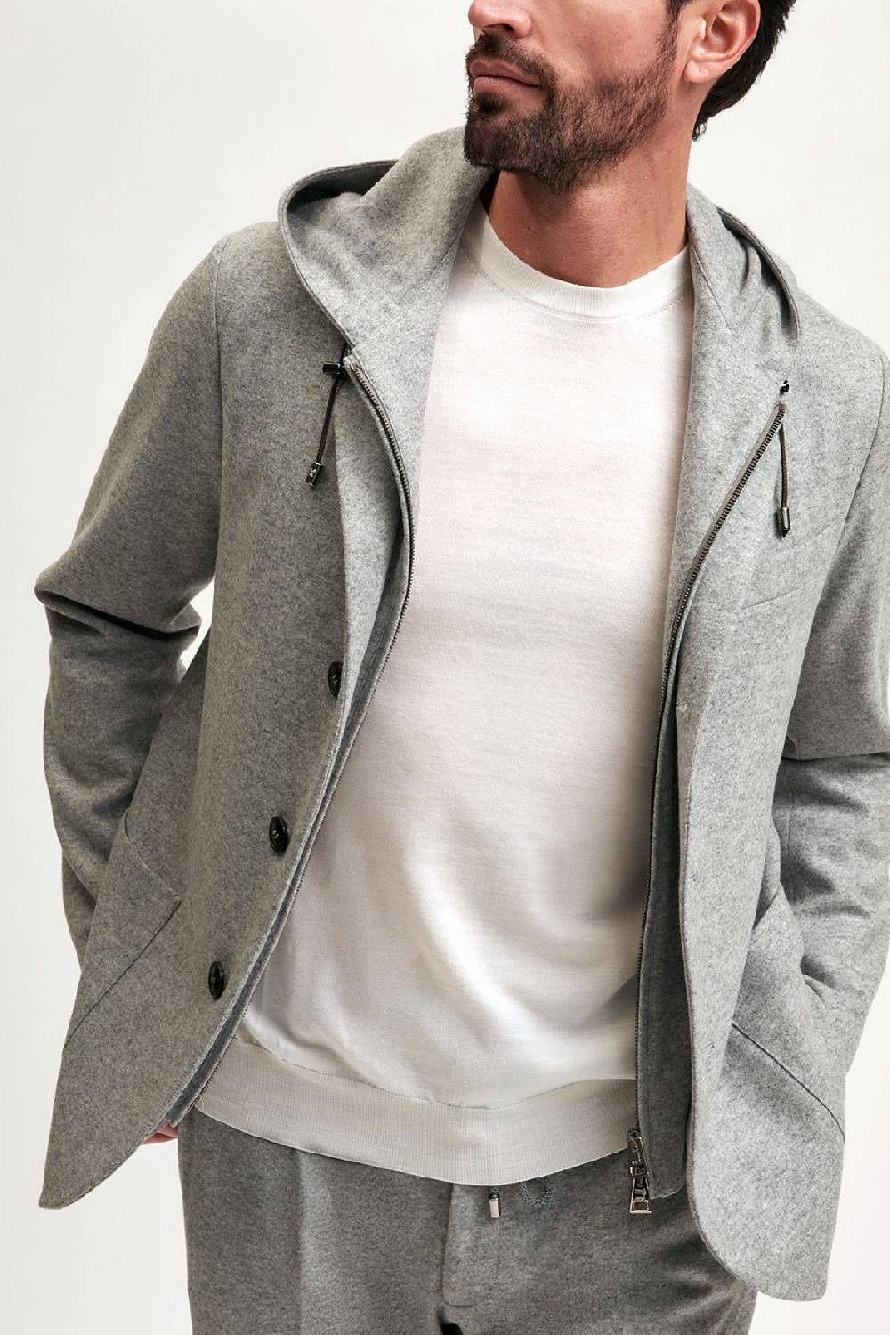 Manzoni 24 Giacca jersey in lana con davantino staccabile Italia