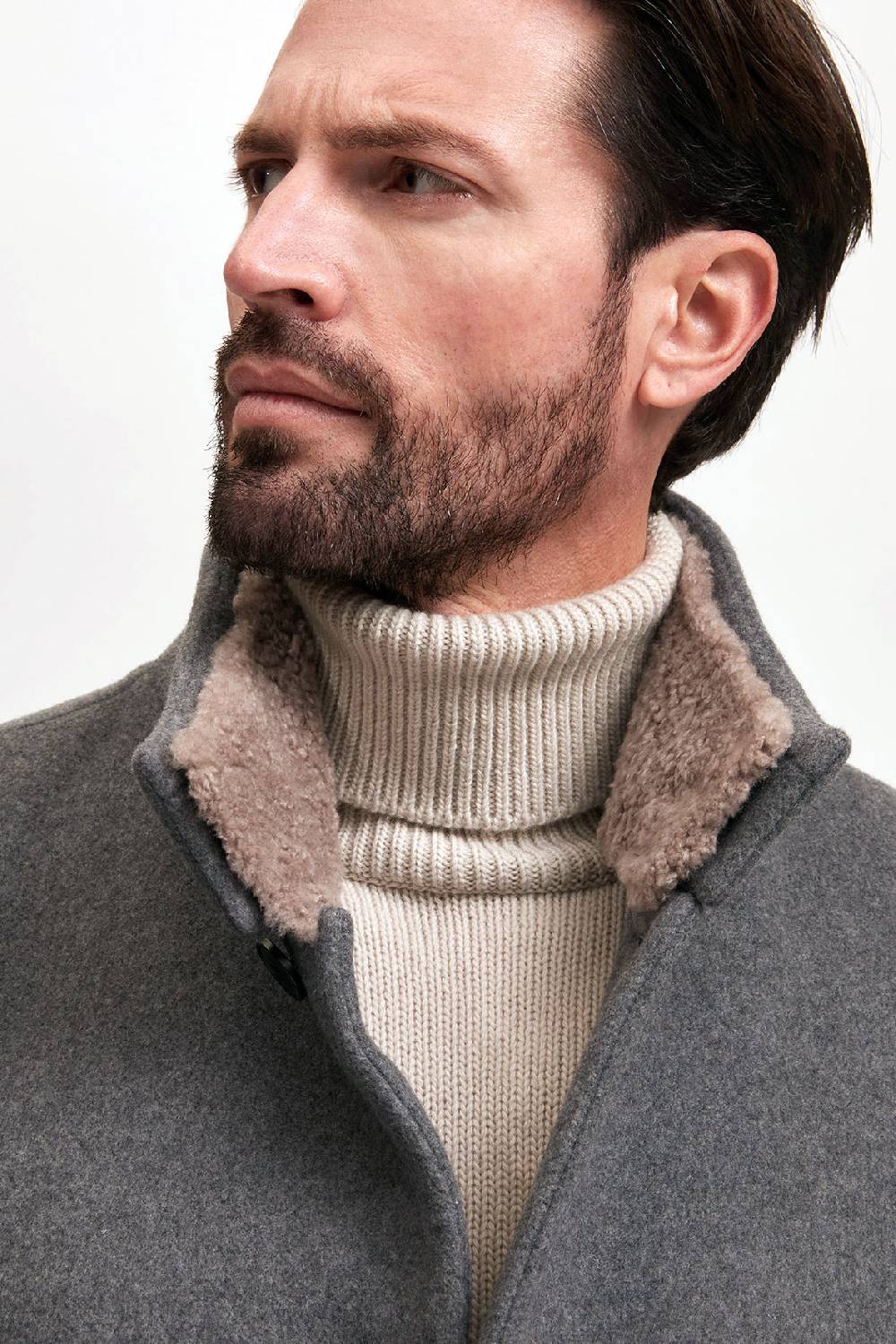 Manzoni 24 Cappotto in lana con collo in montone curly Nuovo