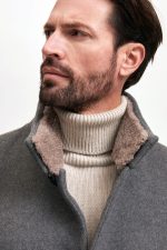 Manzoni 24 Cappotto in lana con collo in montone curly Nuovo