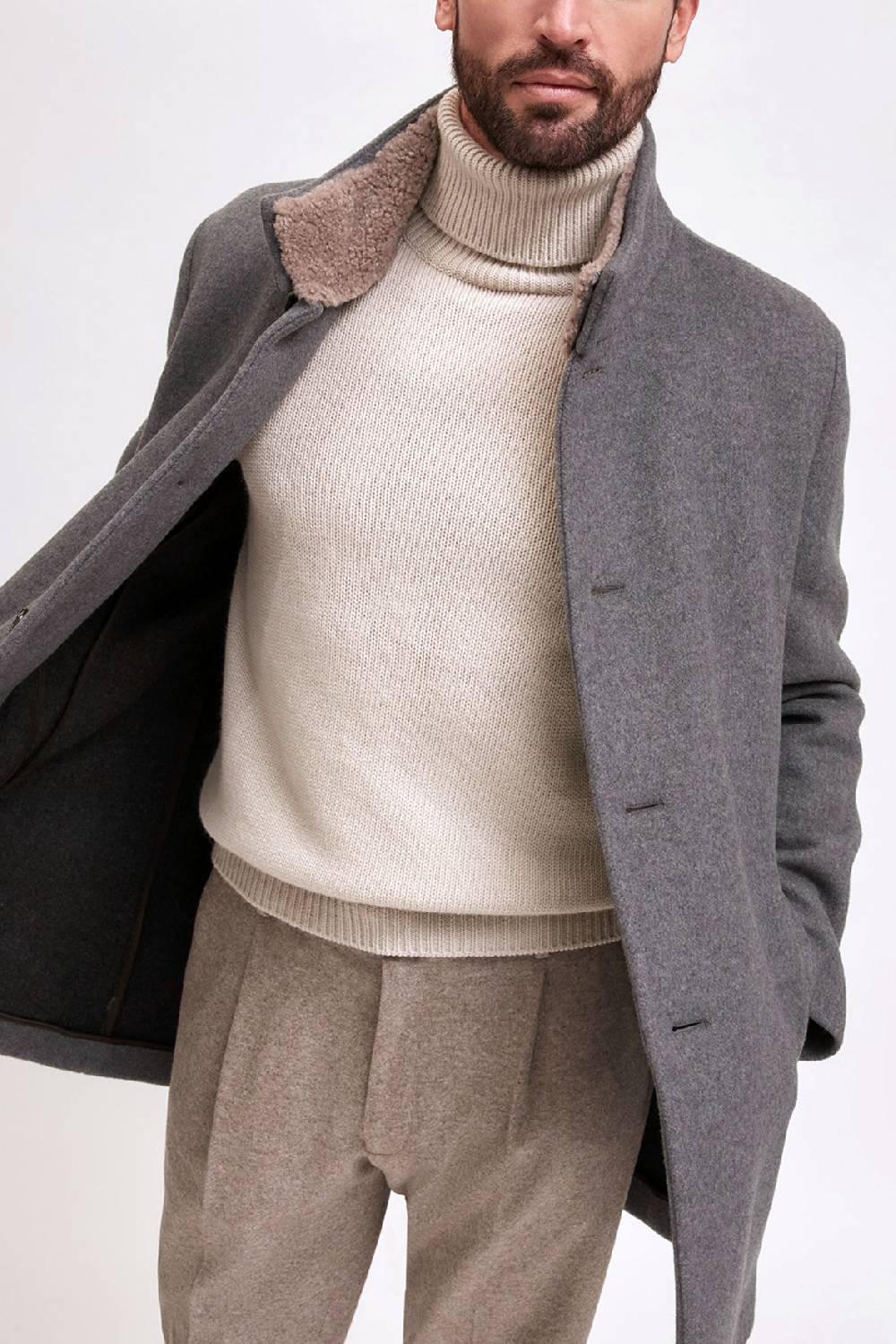 Manzoni 24 Cappotto in lana con collo in montone curly Nuovo