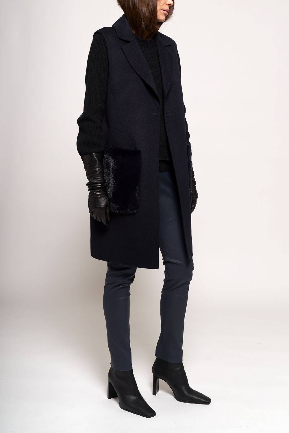Manzoni 24 Gilet in tessuto cashmere Loro Piana con tasche visone Economico