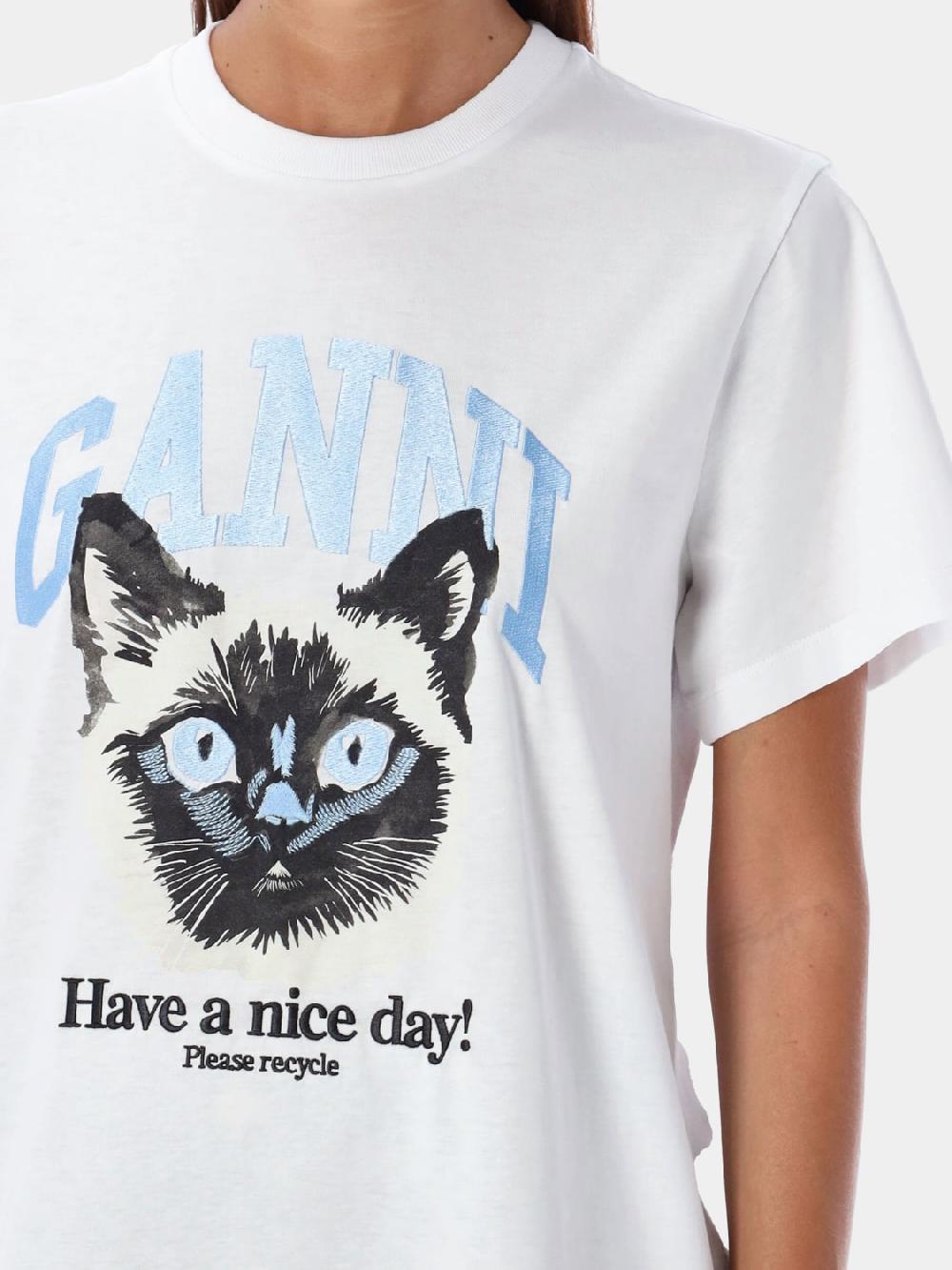 Giglio T-shirt con stampa Gatto Ganni Hotsell