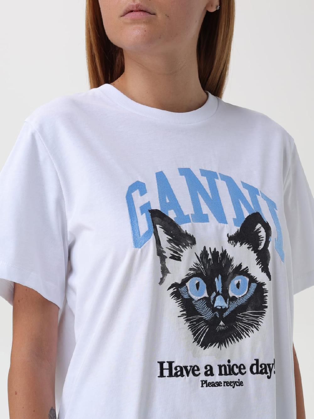 Giglio T-shirt con stampa Gatto Ganni Hotsell