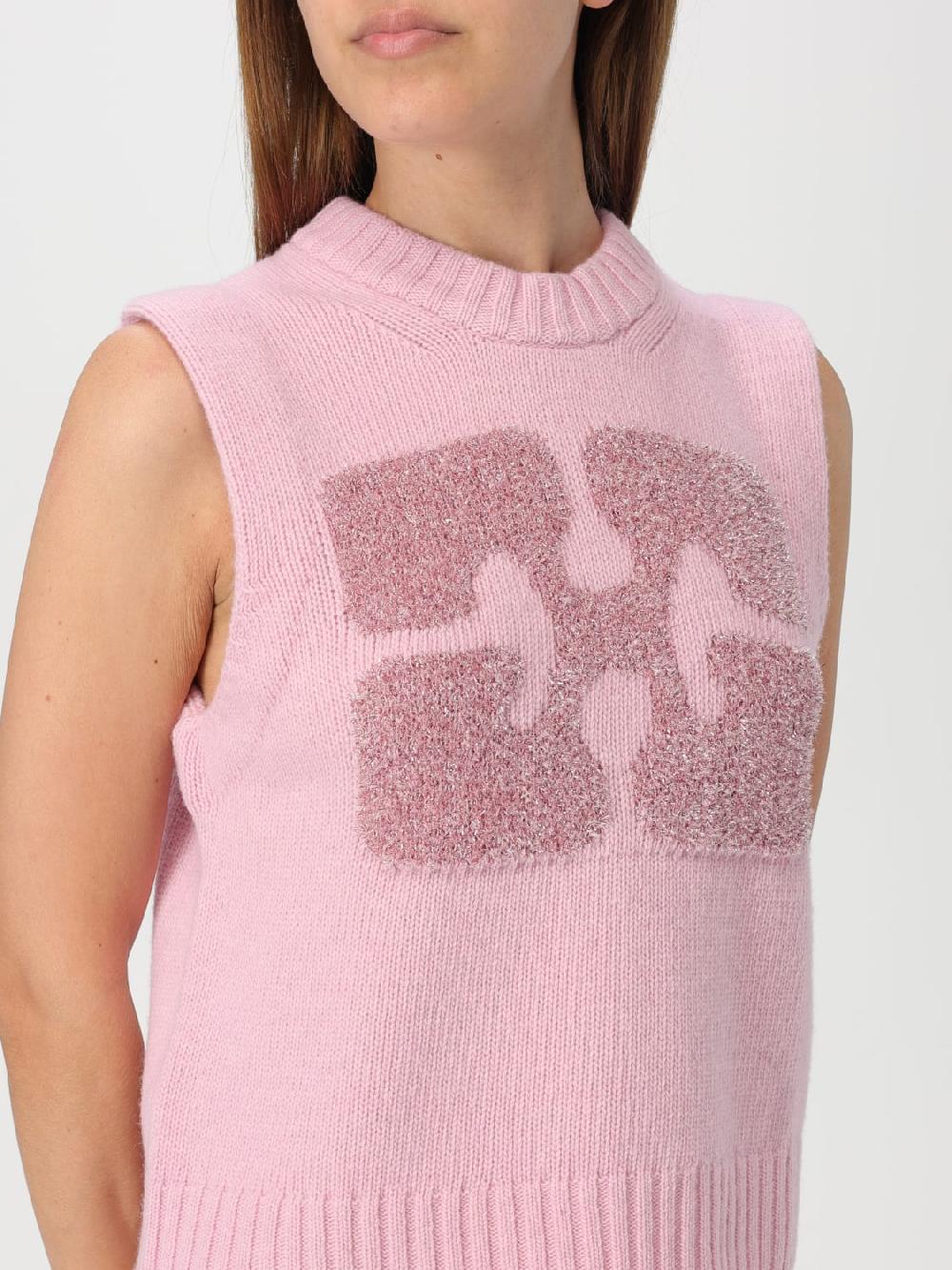 Giglio Maglia con logo metallic Ganni Saldi Di Fabbrica