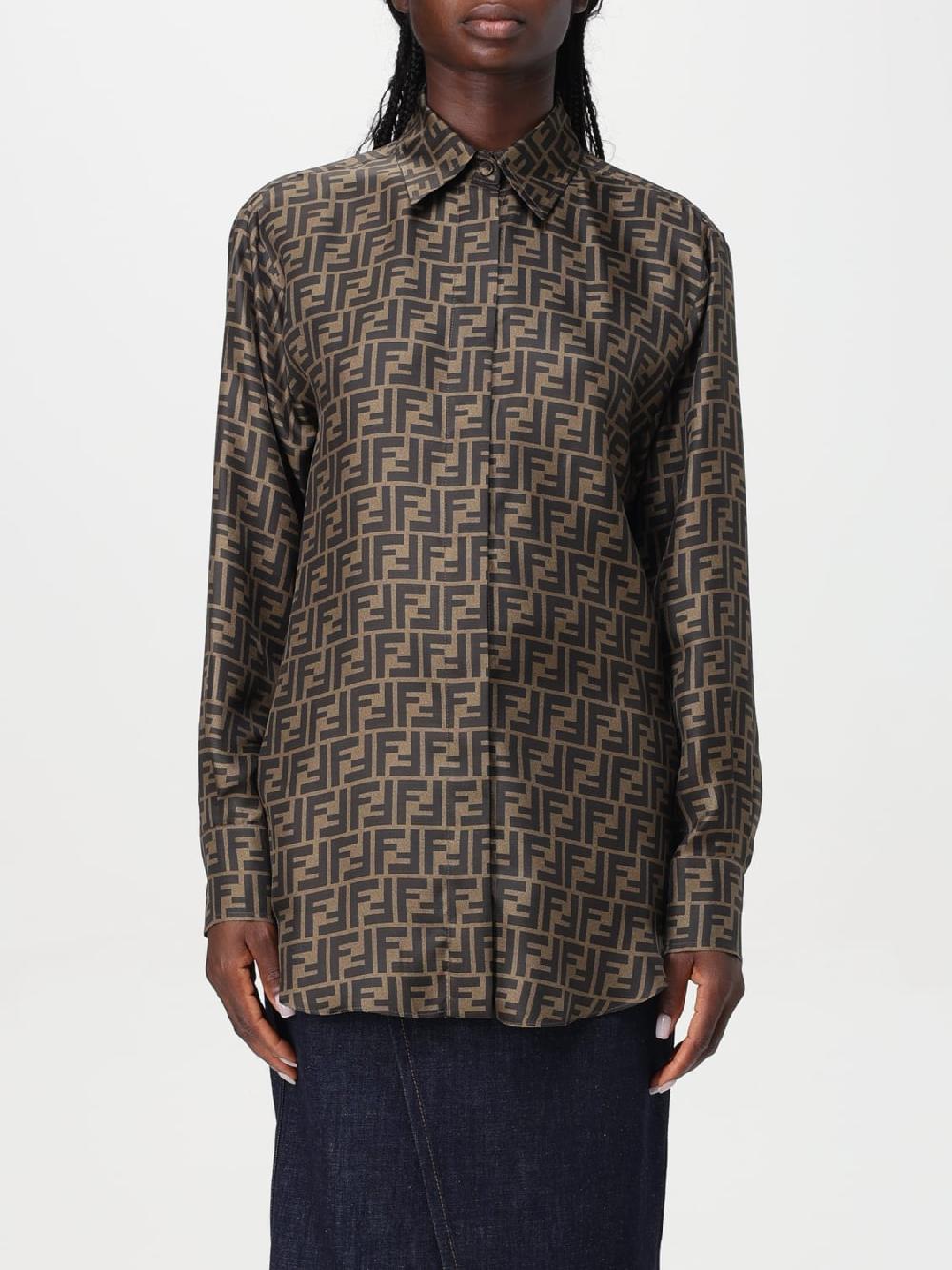 Giglio Camicia FF Fendi in seta con logo all over Acquista Ora