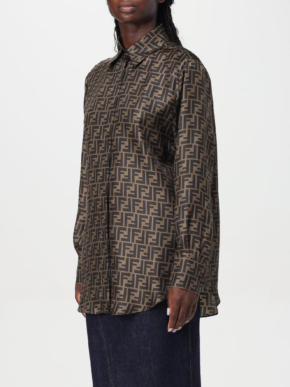 Giglio Camicia FF Fendi in seta con logo all over Acquista Ora
