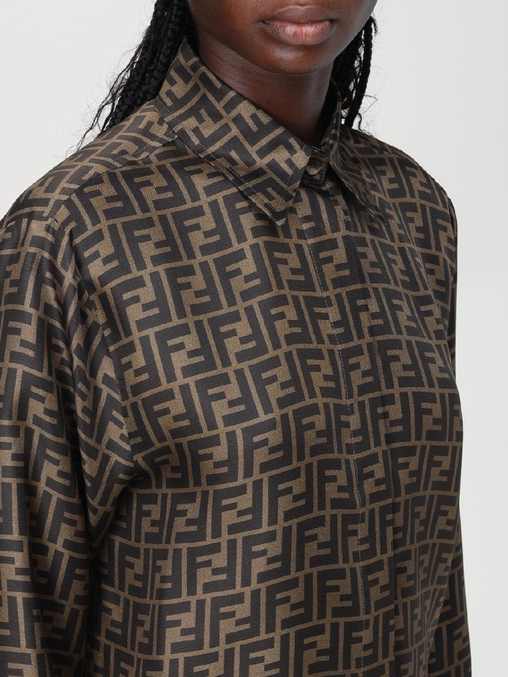 Giglio Camicia FF Fendi in seta con logo all over Acquista Ora