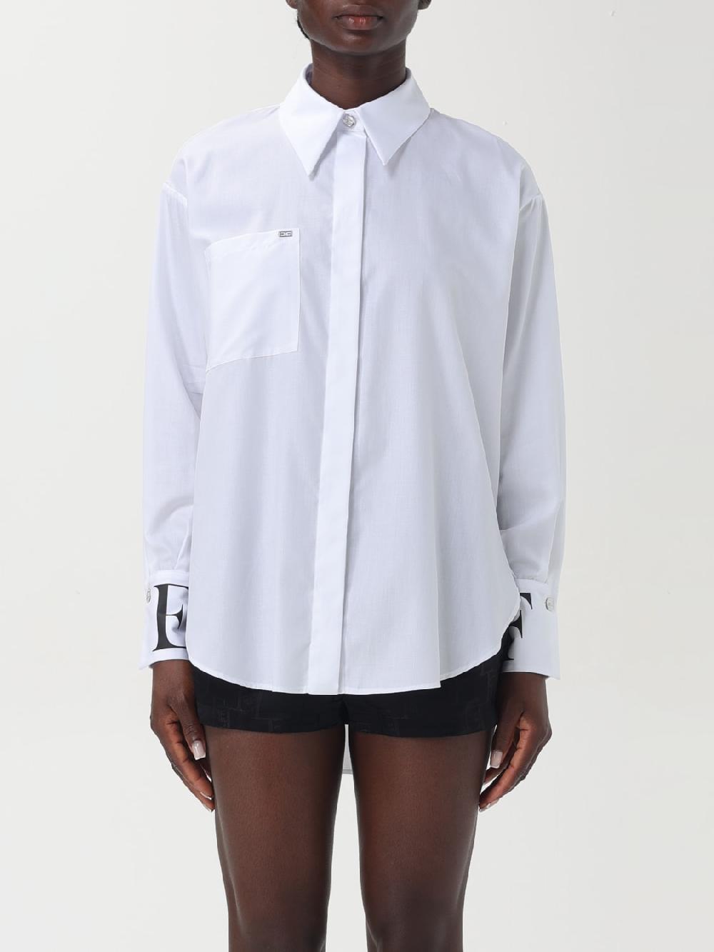 Giglio Camicia in popeline con logo sui polsi Elisabetta Franchi Fino Al -60%