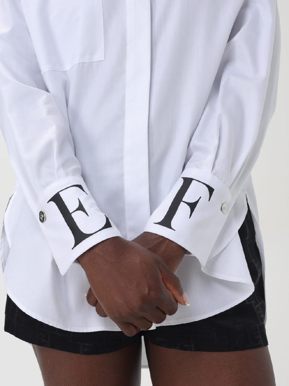 Giglio Camicia in popeline con logo sui polsi Elisabetta Franchi Fino Al -60%