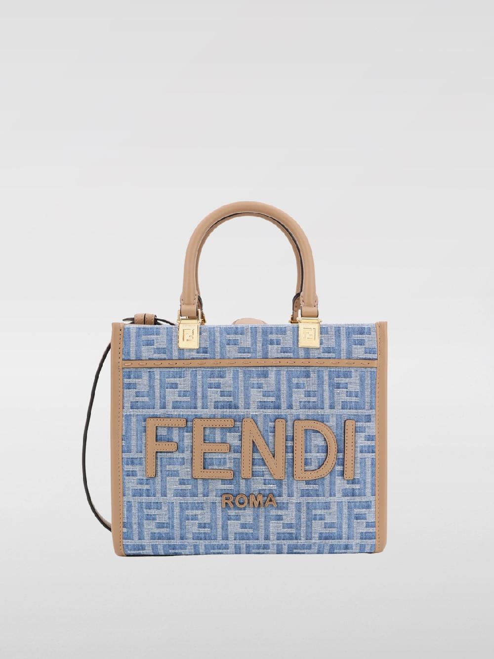 Giglio Borsa Sunshine Fendi in denim con monogram FF all over Outlet