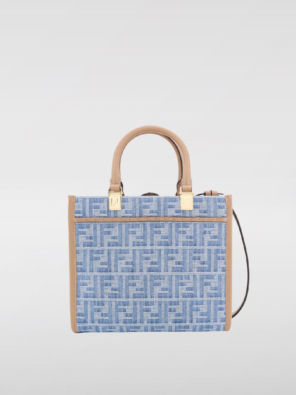 Giglio Borsa Sunshine Fendi in denim con monogram FF all over Outlet