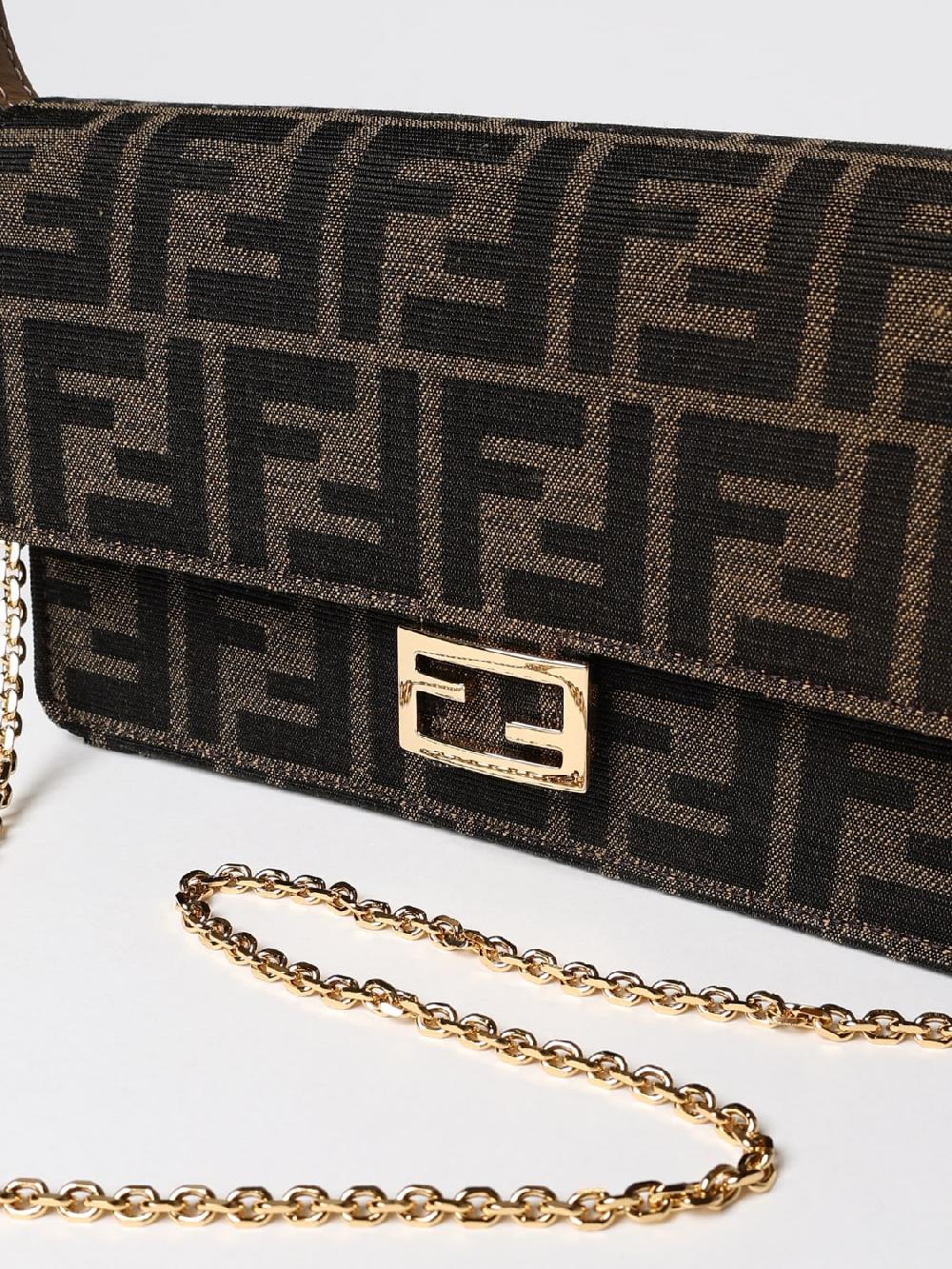 Giglio Borsa wallet On Chain Baguette Fendi in tessuto jacquard e pelle Offerte