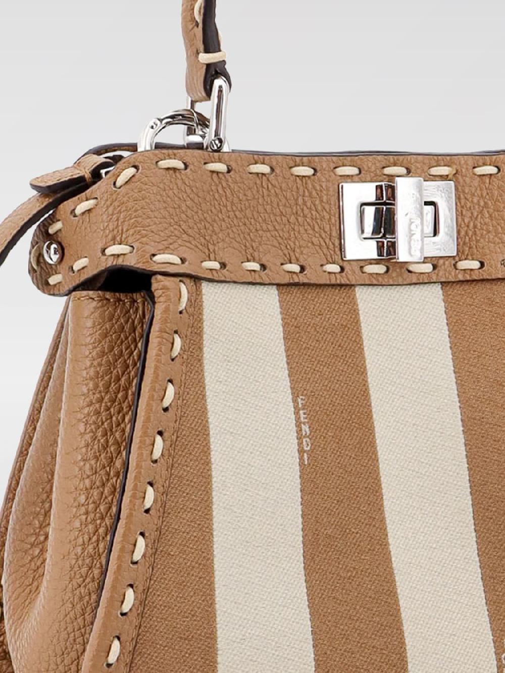 Giglio Borsa Peekaboo Mini Fendi in pelle a grana e canvas Online