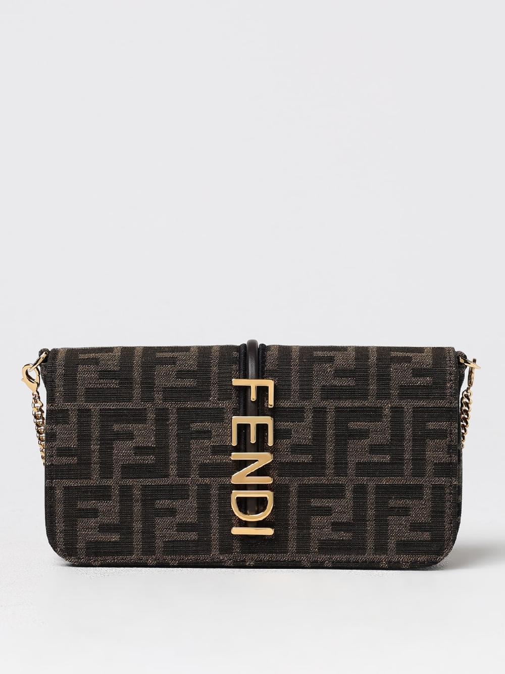 Giglio Borsa wallet On Chain Fendigraphy Fendi in tessuto jacquard Vendita Economica