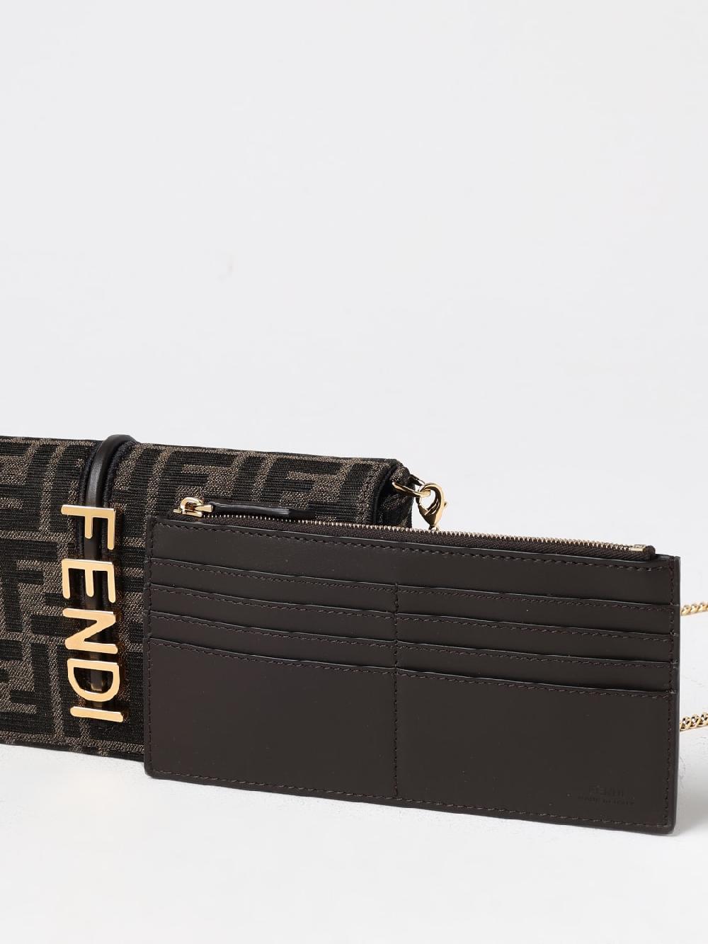 Giglio Borsa wallet On Chain Fendigraphy Fendi in tessuto jacquard Vendita Economica