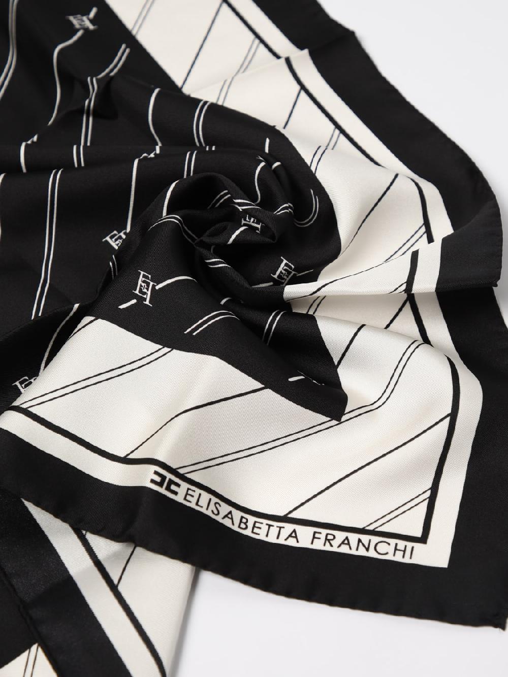 Giglio Foulard Elisabetta Franchi in seta con logo jacquard Sottocosto