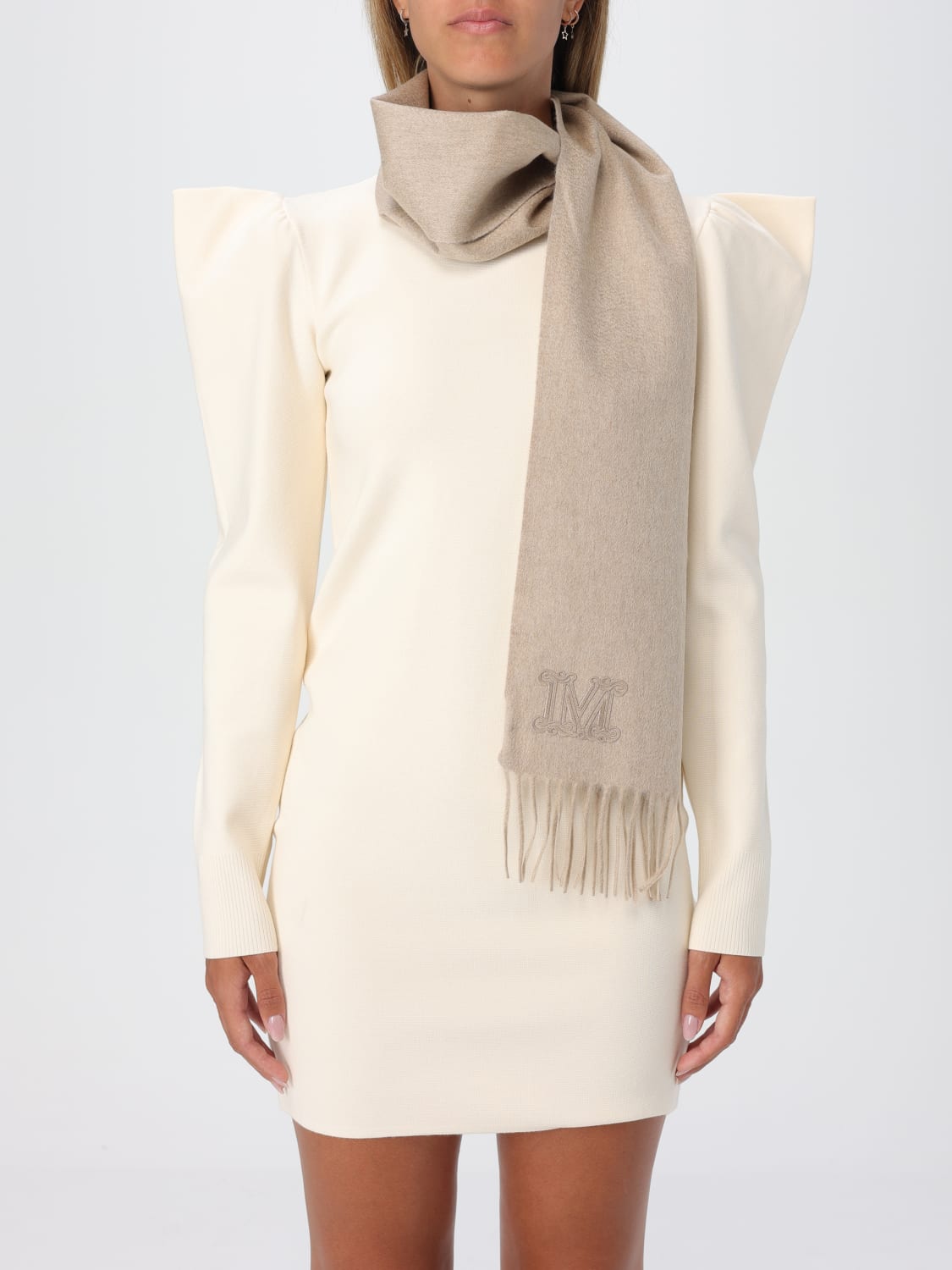 Giglio Sciarpa Max Mara in cashmere con logo ricamato Nuovo