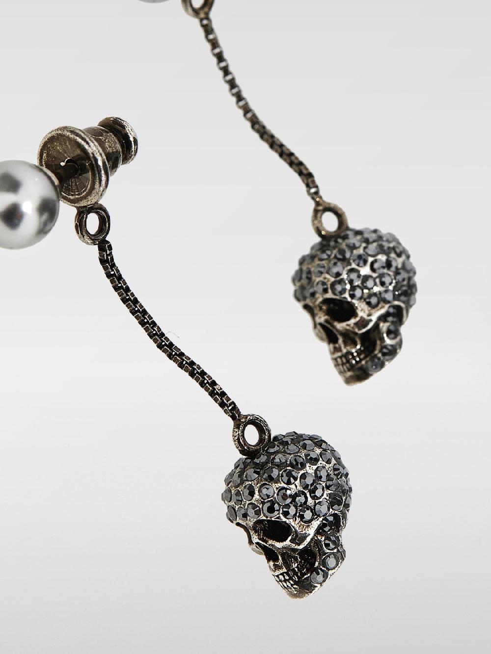 Giglio Orecchini Skull Alexander McQueen in ottone con strass Spedizione Gratuita