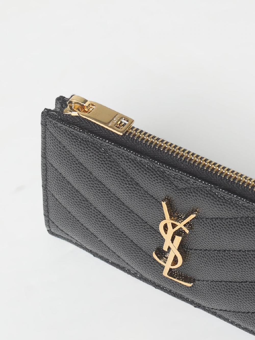 Giglio Portacarte di credito Saint Laurent in pelle grain de poudre 2025