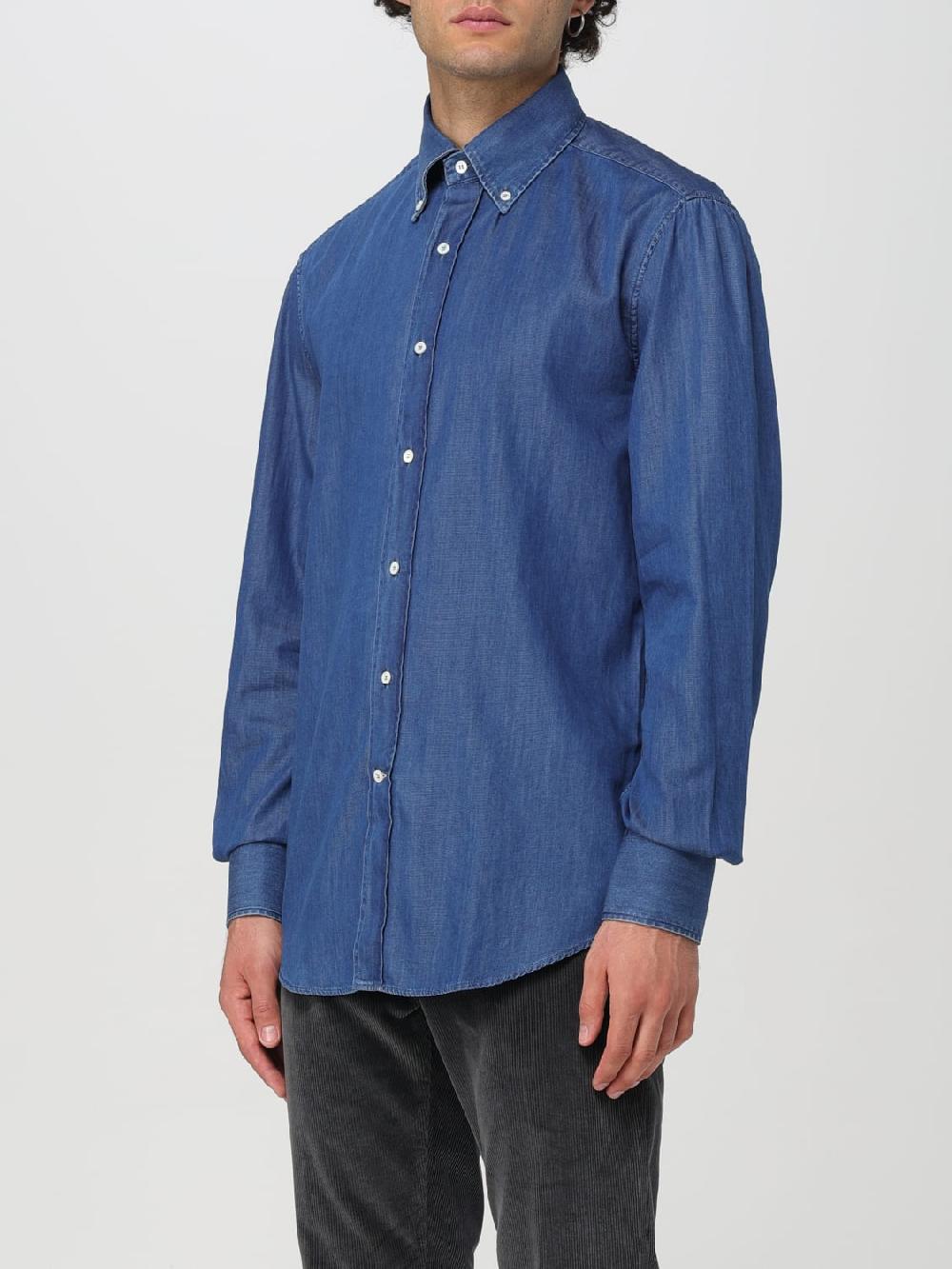 Giglio Camicia Brunello Cucinelli in denim di cotone Presa
