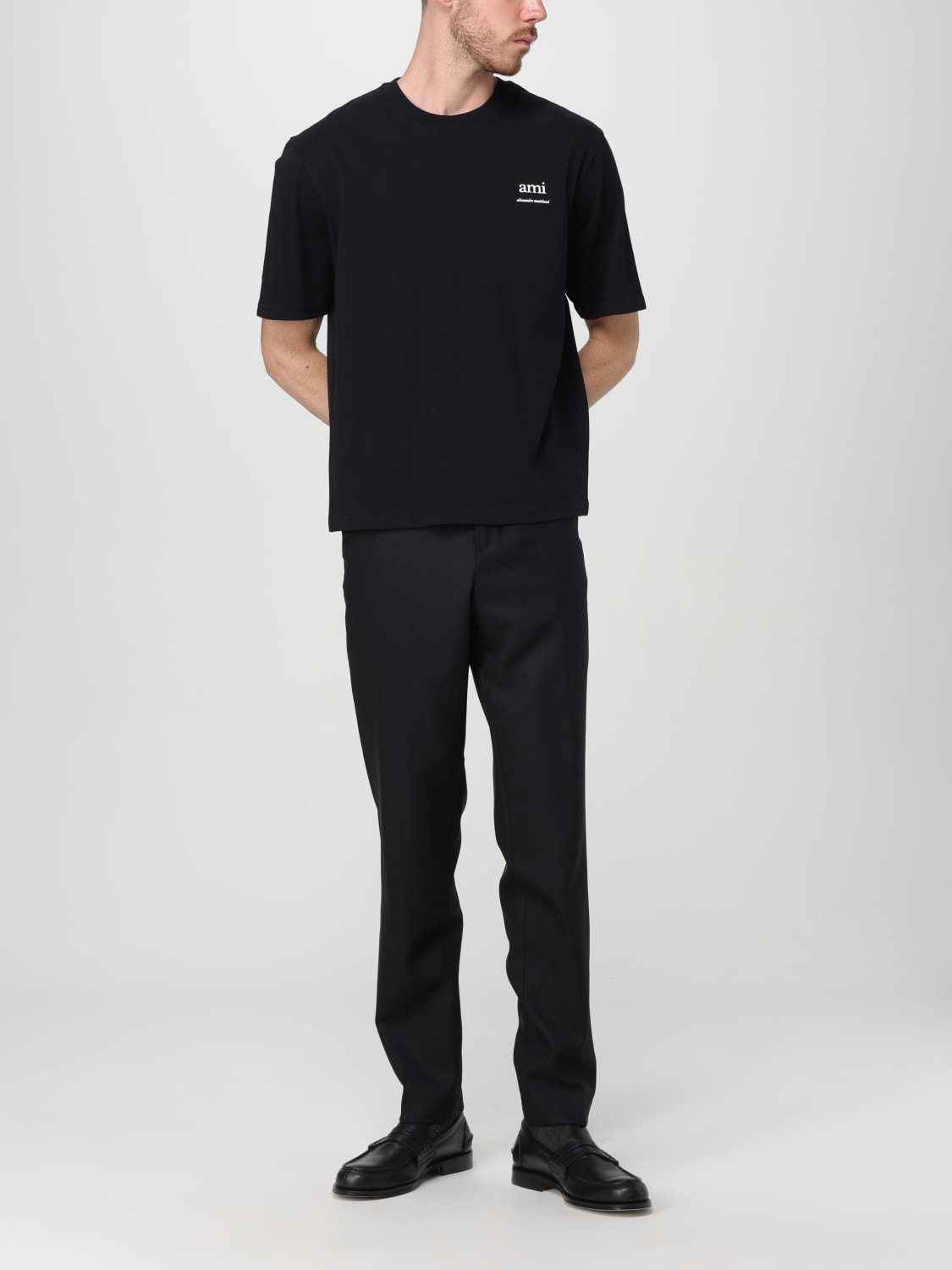 Giglio T-shirt in cotone con logo Ami Paris Vendita