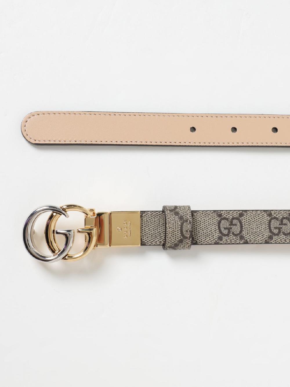 Giglio Cintura Marmont Gucci reversibile in pelle e tessuto GG Supreme Spedizione Gratuita