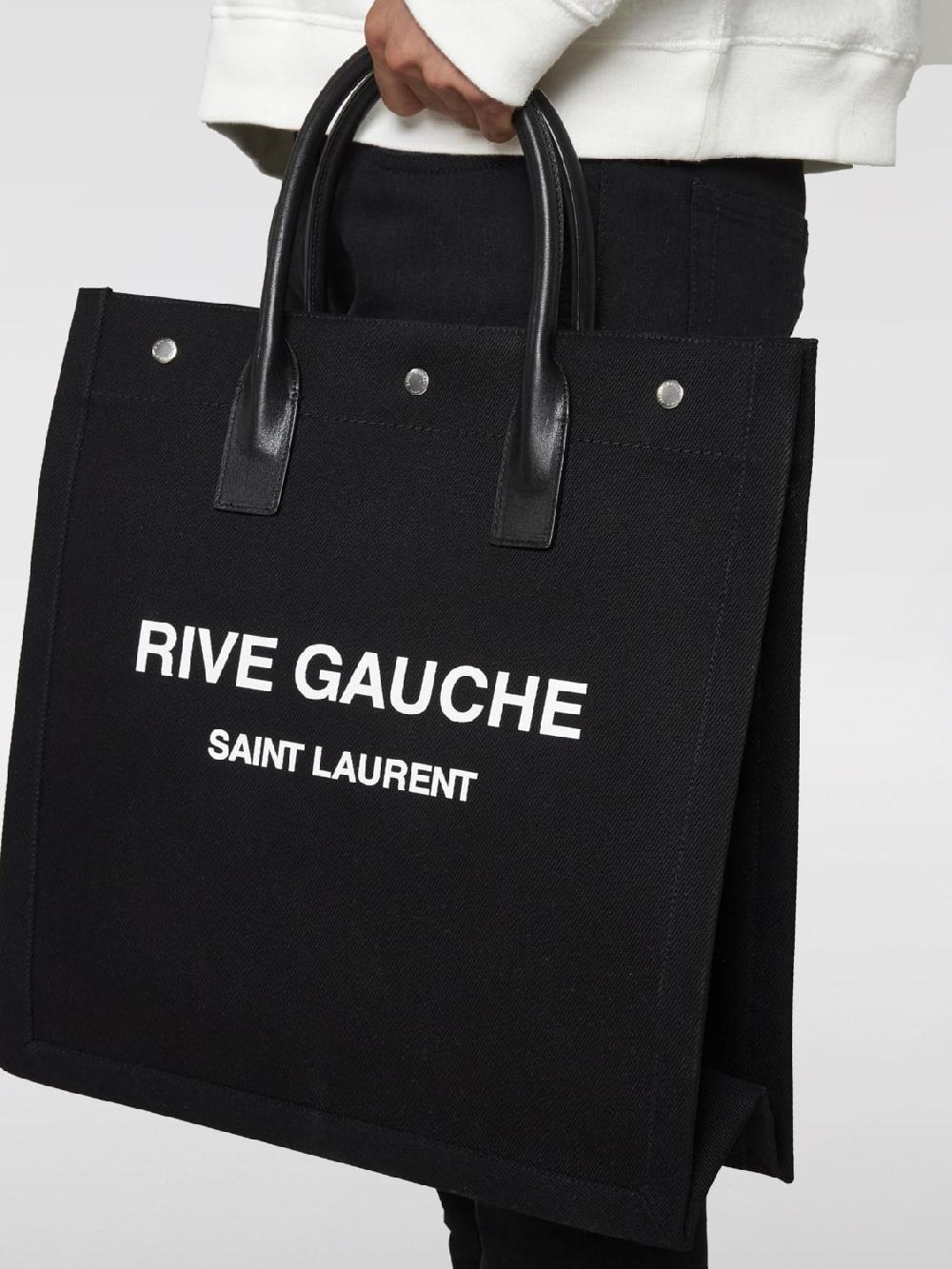 Giglio Borsa Rive Gauche North/South Saint Laurent in canvas di cotone Saldi Di Fabbrica
