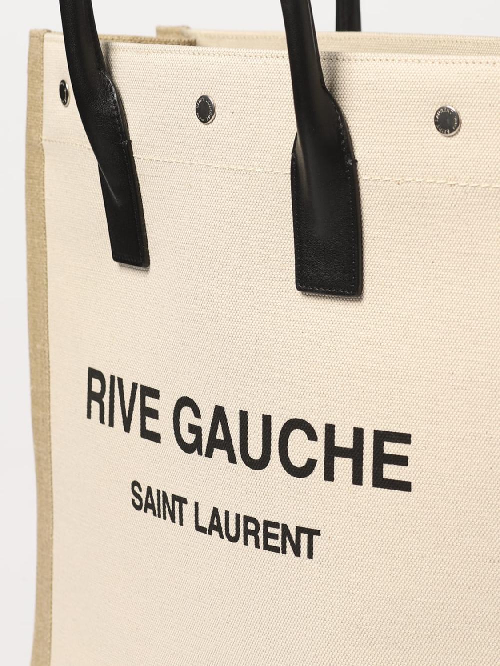 Giglio Borsa Rive Gauche North/South Saint Laurent in canvas di cotone Fornitura limitata