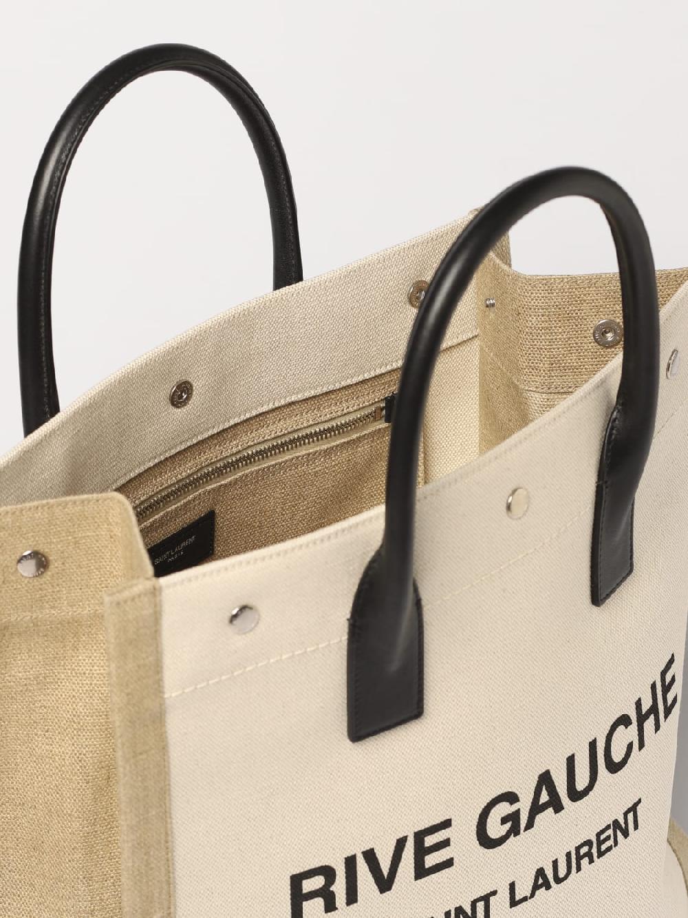 Giglio Borsa Rive Gauche North/South Saint Laurent in canvas di cotone Fornitura limitata