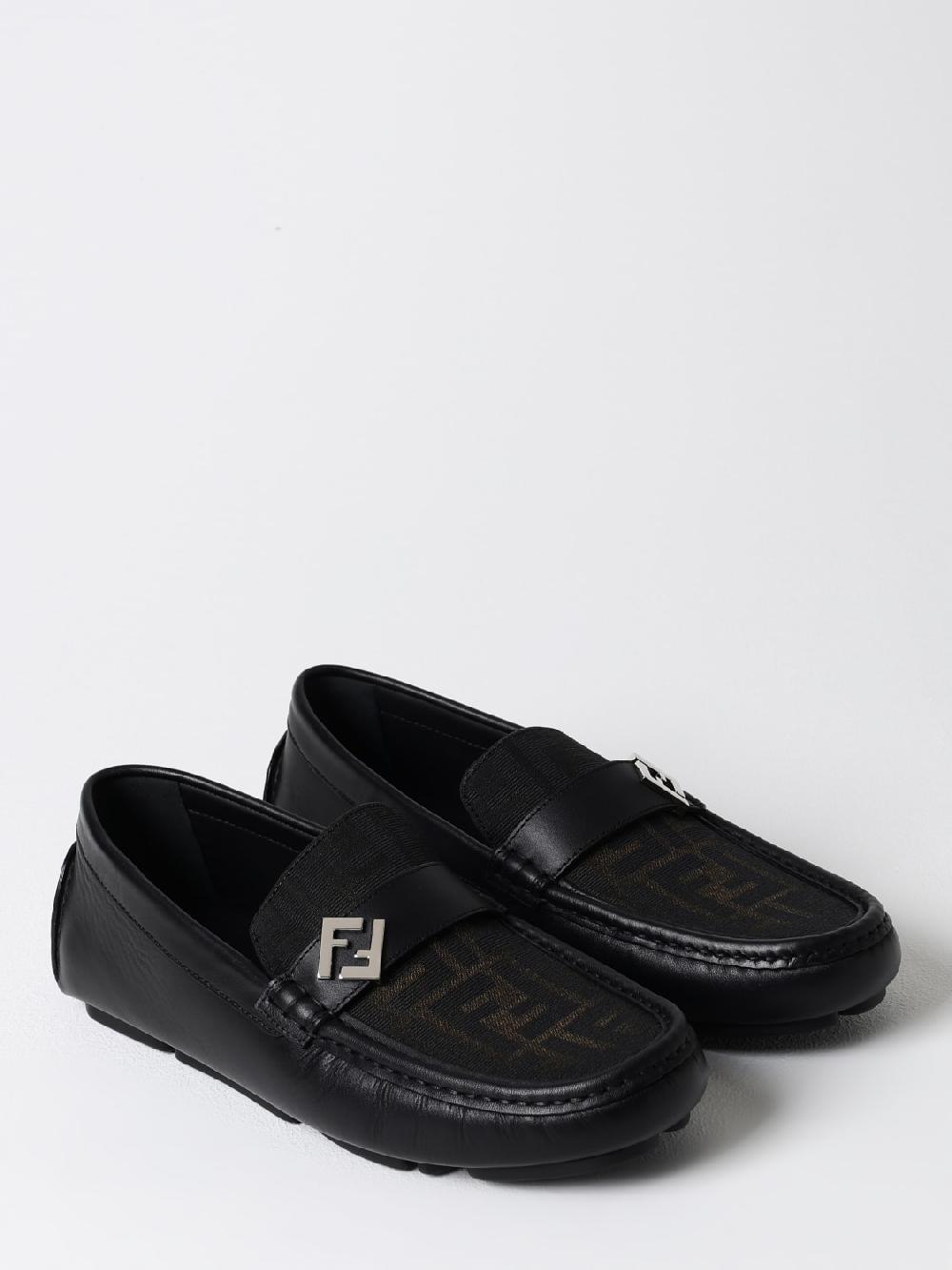 Giglio Mocassino Driver Fendi in pelle e tessuto monogram FF Economico