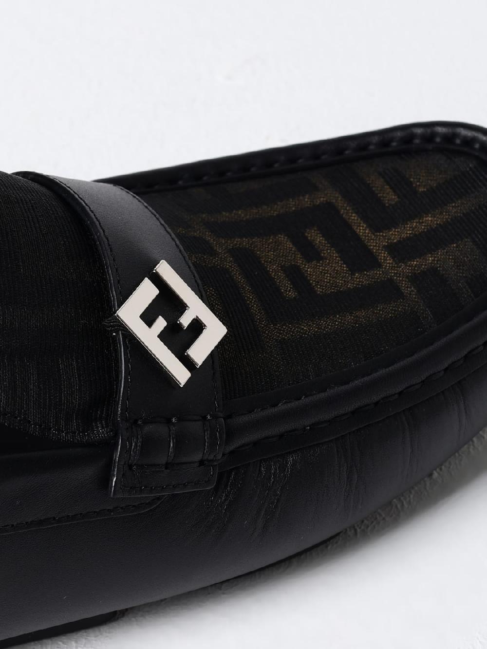 Giglio Mocassino Driver Fendi in pelle e tessuto monogram FF Economico