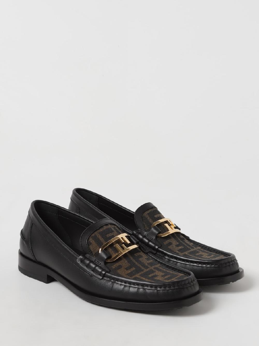Giglio Mocassino Fendi in pelle e tessuto con monogram FF jacquard Outlet