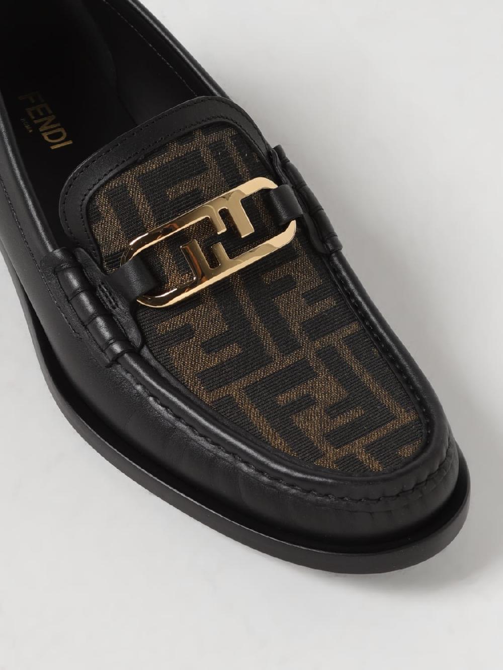 Giglio Mocassino Fendi in pelle e tessuto con monogram FF jacquard Outlet