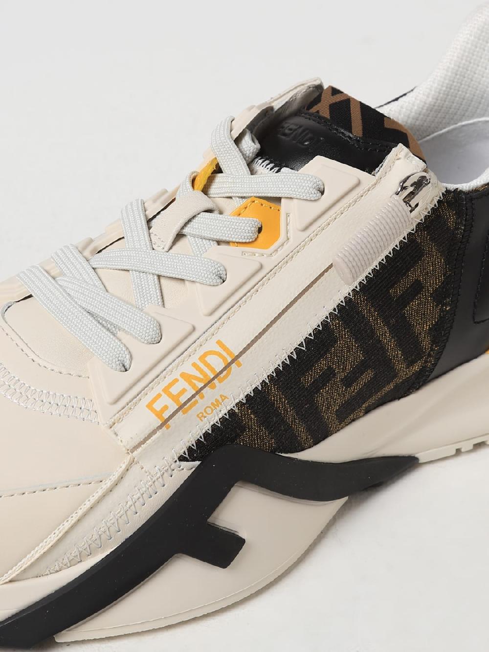 Giglio Sneakers Flow Fendi in pelle e tessuto con FF jacquard Vendita Economica