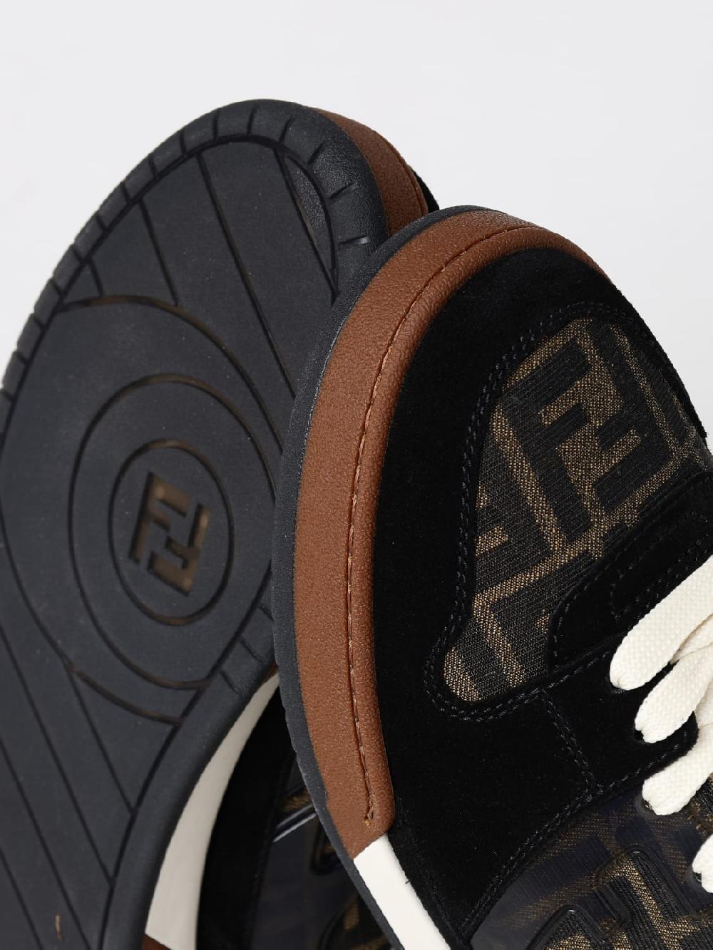 Giglio Sneakers Match Fendi in pelle e mesh con monogram FF jacquard Saldi Di Fabbrica