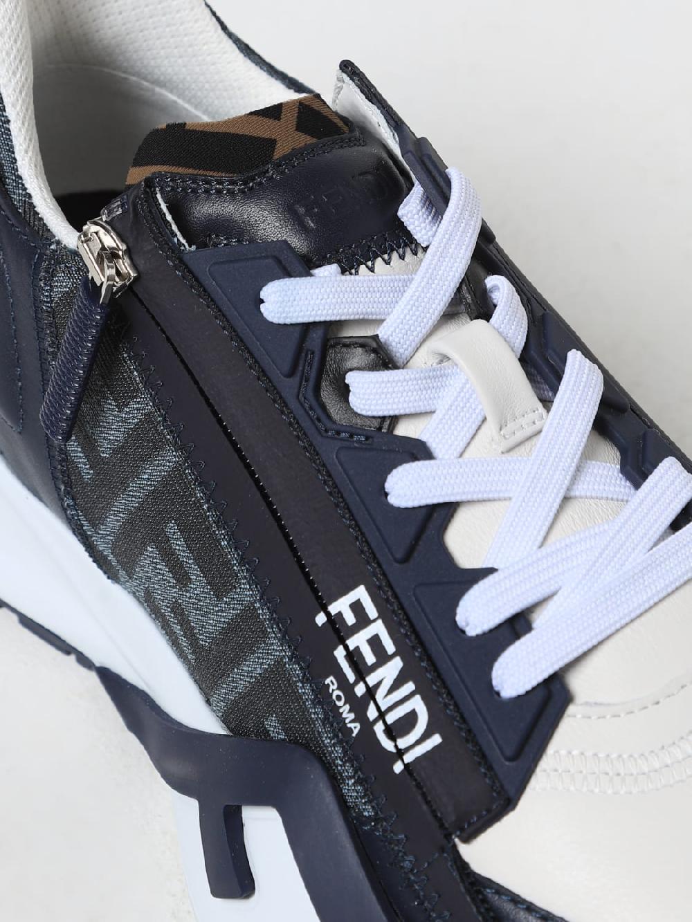 Giglio Sneakers Flow Fendi in pelle e tessuto con FF jacquard Offerta per la Festa della Mamma