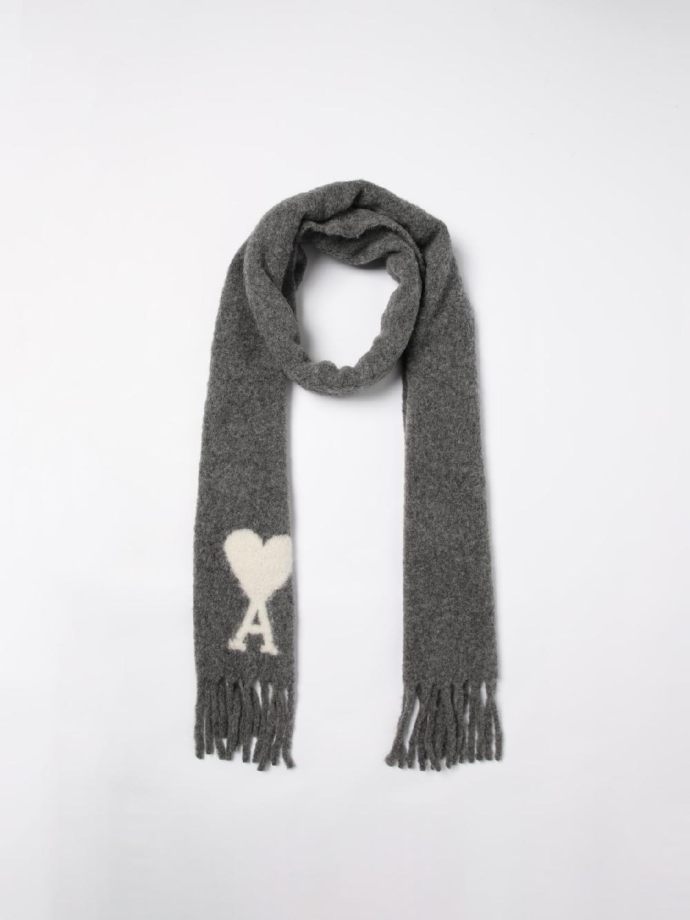 Giglio Sciarpa Ami Paris in lana di alpaca con logo jacquard Smaltimento dello stoccaggio