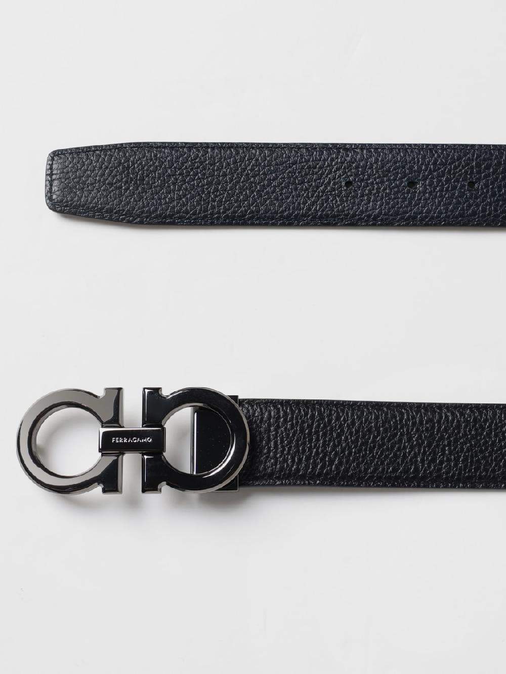 Giglio Cintura Gancini Ferragamo reversibile in pelle a grana Consegna Veloce