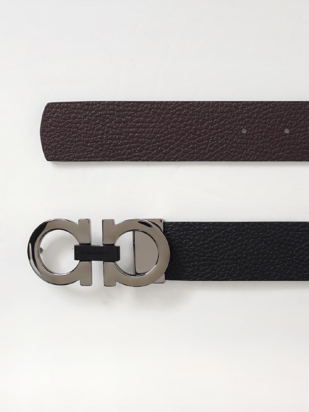 Giglio Cintura Gancini Ferragamo reversibile in pelle a grana Shopping Online