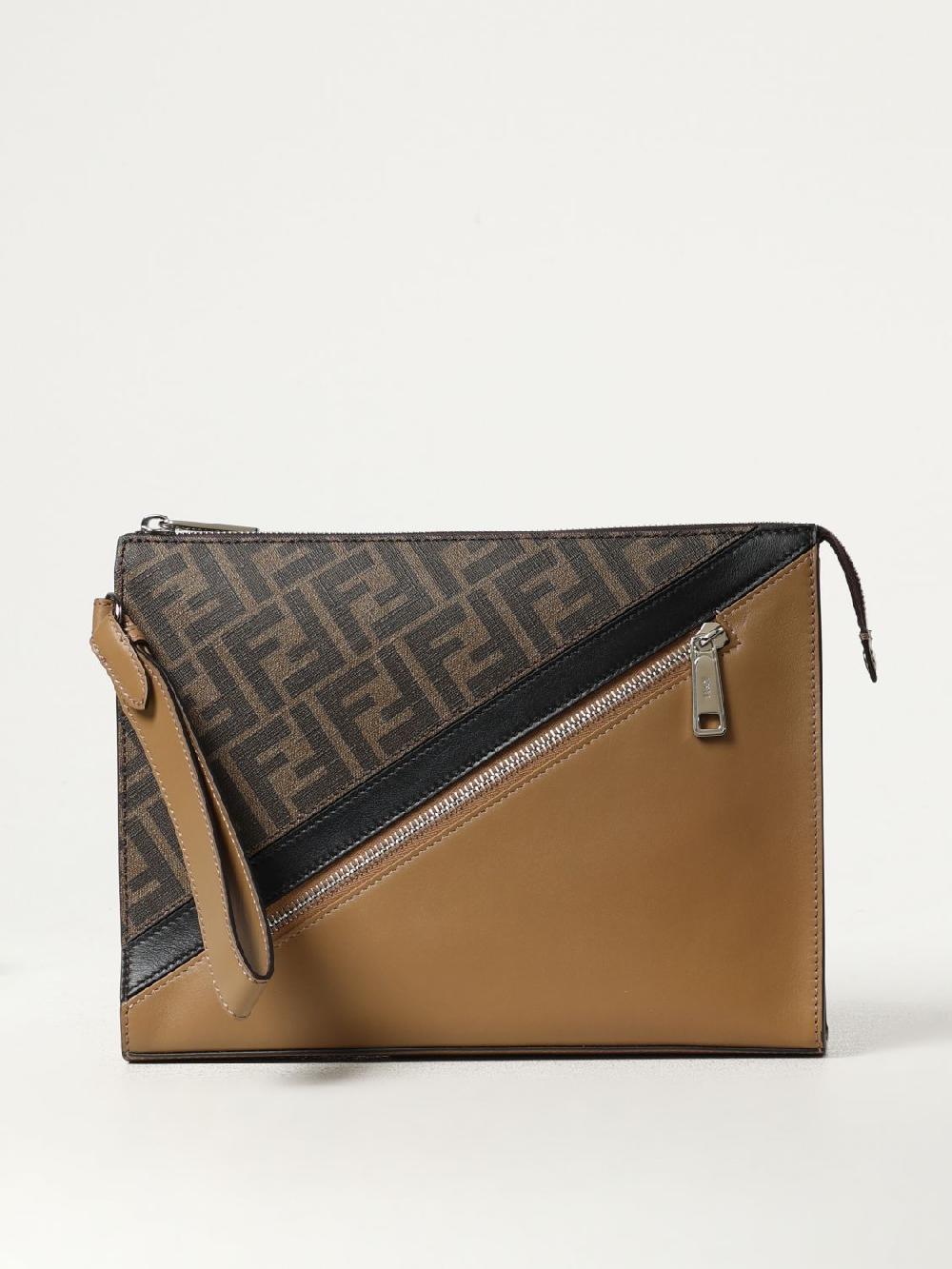 Giglio Clutch FF 1974 Fendi in pelle e cotone spalmato Latest stili
