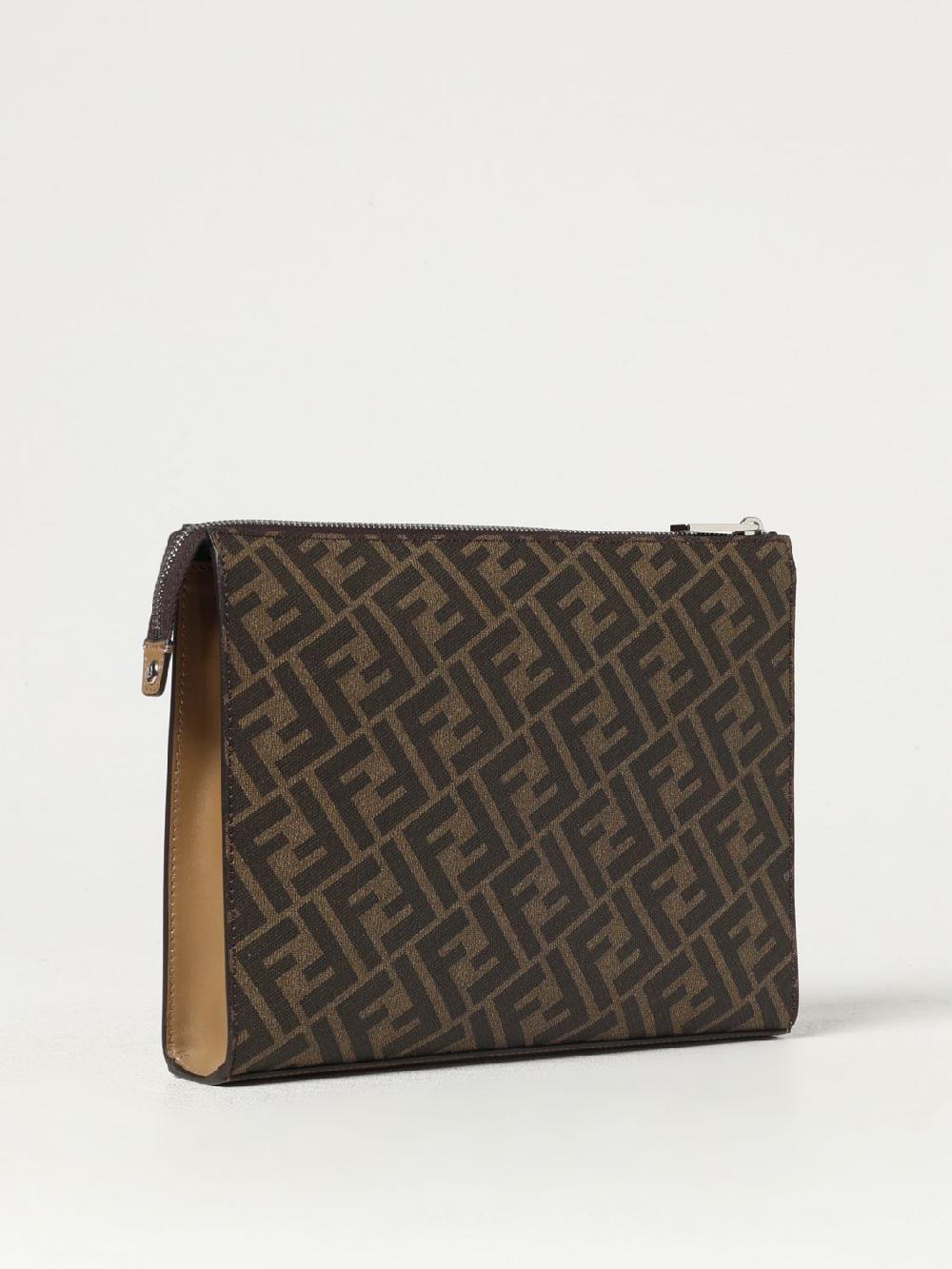 Giglio Clutch FF 1974 Fendi in pelle e cotone spalmato Latest stili