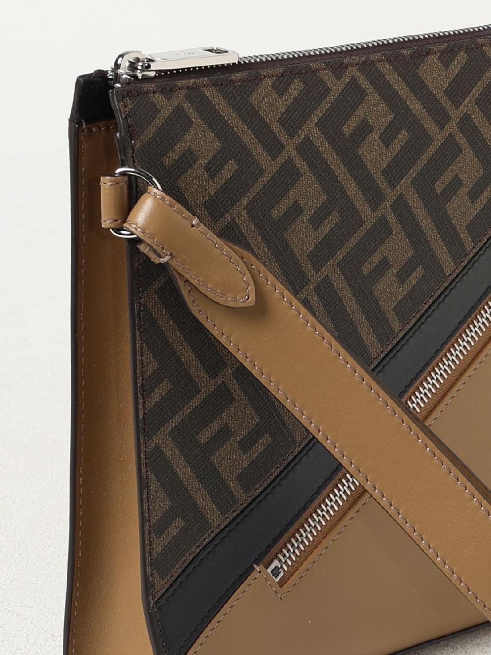 Giglio Clutch FF 1974 Fendi in pelle e cotone spalmato Latest stili