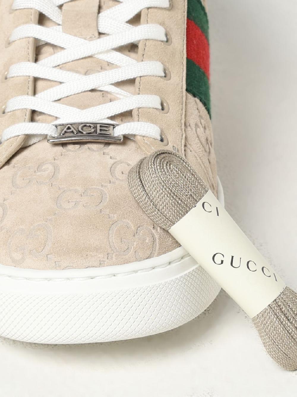 Giglio Sneakers Ace Gucci in camoscio con monogram GG Offerta speciale della fabbrica