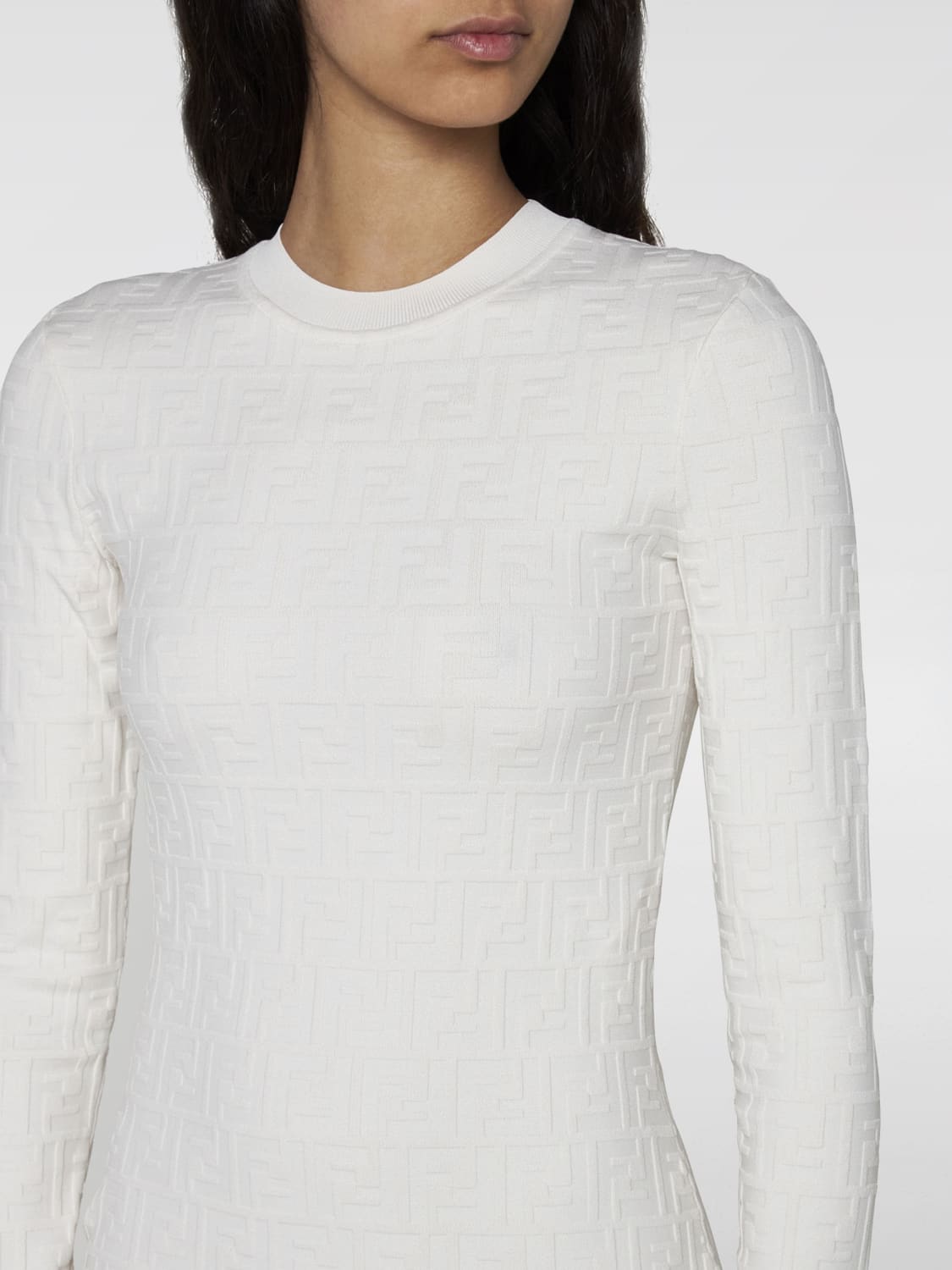 Giglio Abito Fendi in viscosa con logo jacquard Black Friday Prezzi