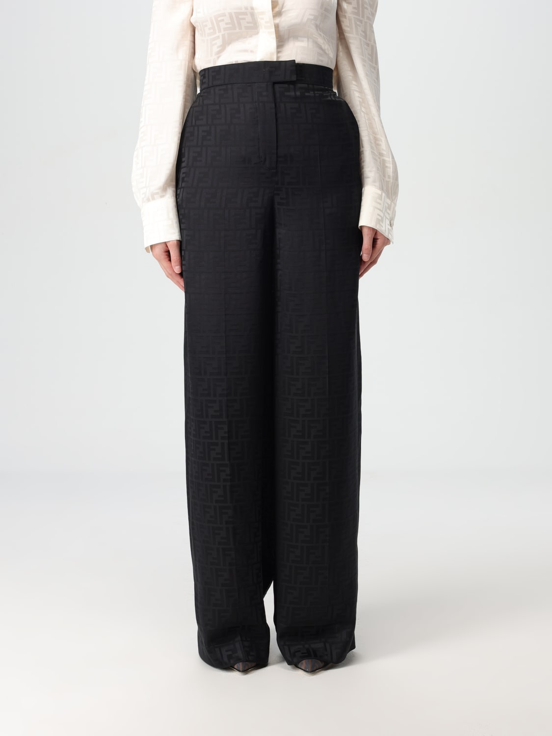 Giglio Pantalone Fendi in seta con monogram FF jacquard Economico