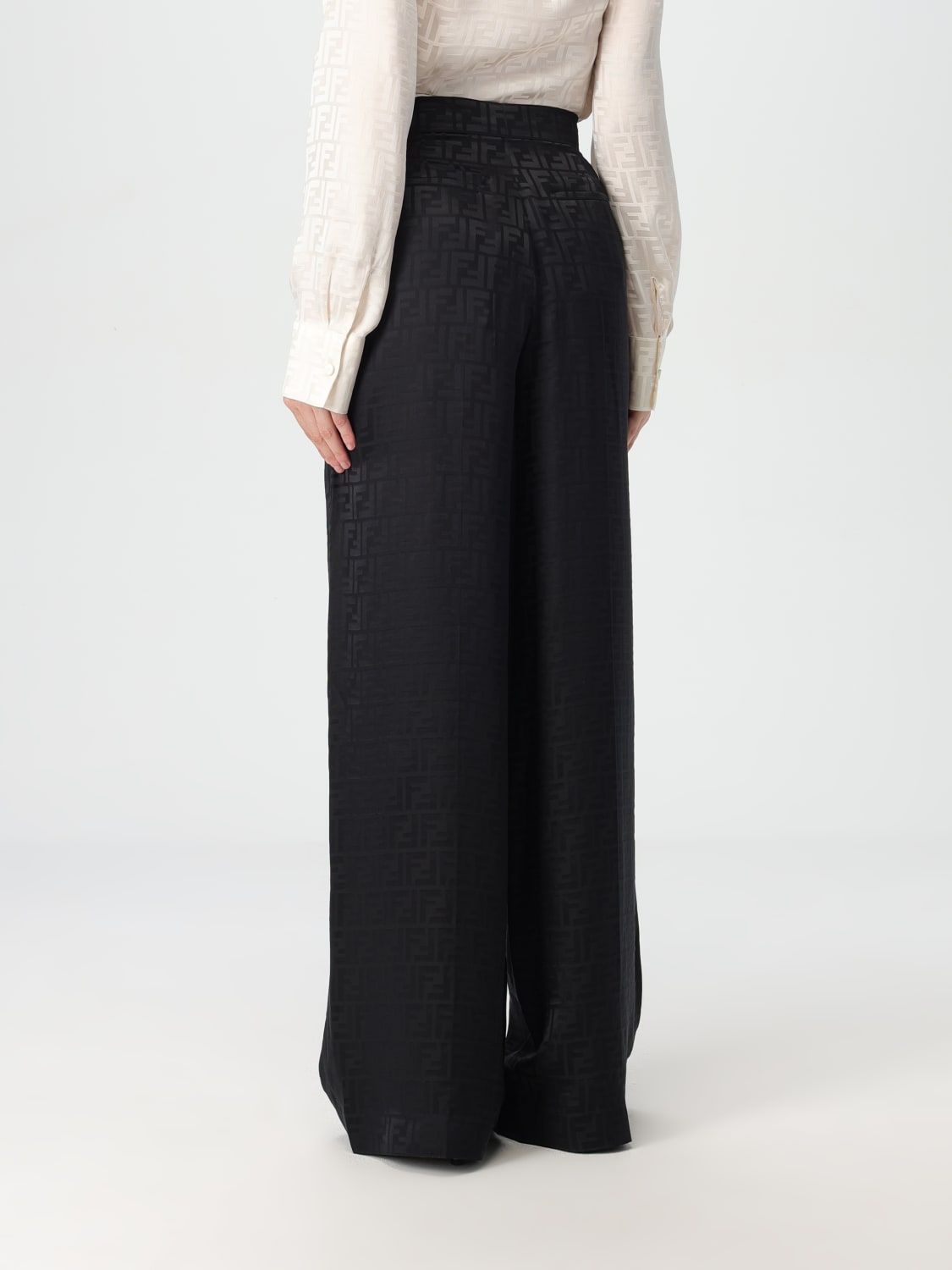 Giglio Pantalone Fendi in seta con monogram FF jacquard Economico