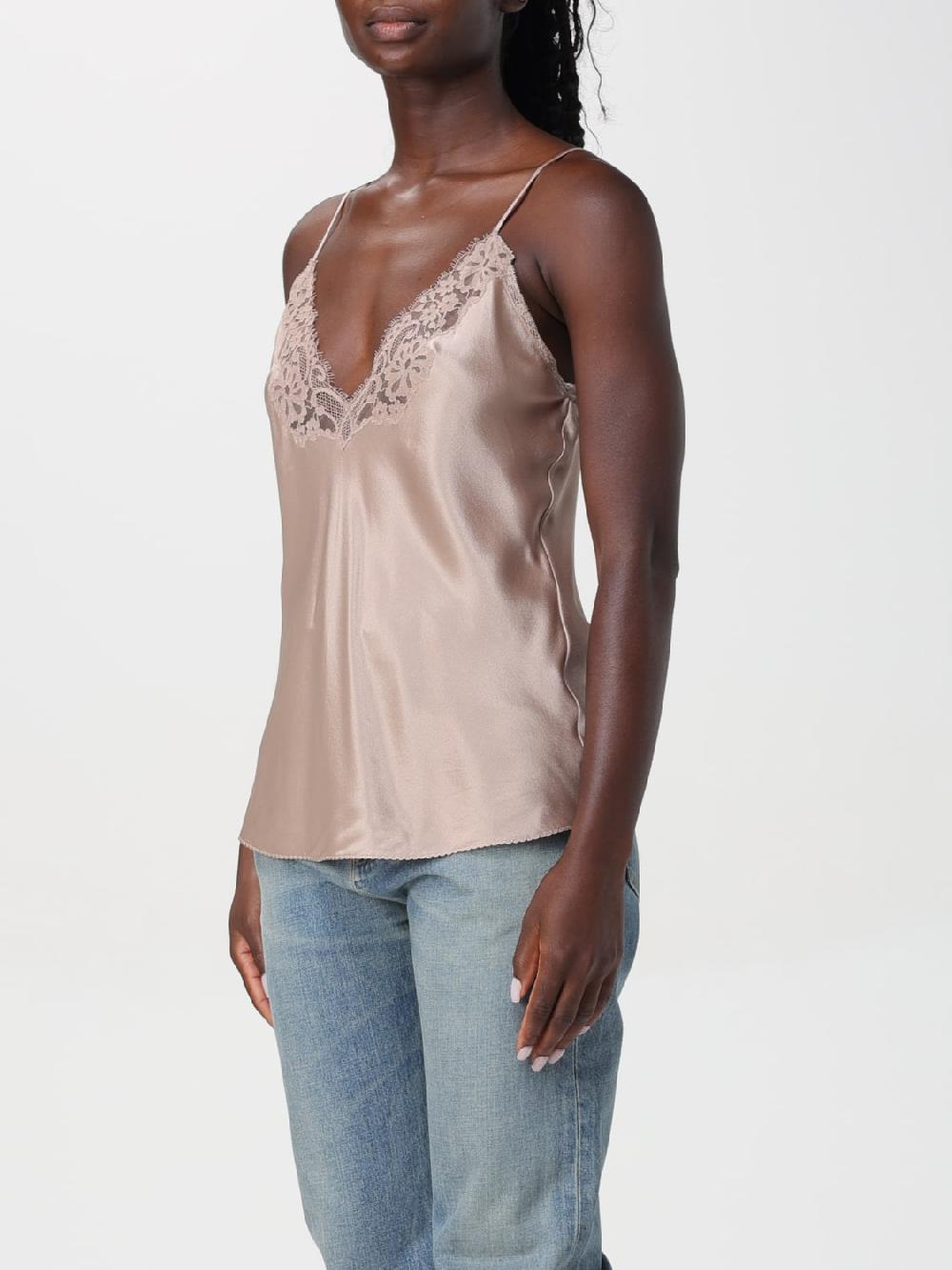 Giglio Top Saint Laurent in seta con pizzo Lightning offer