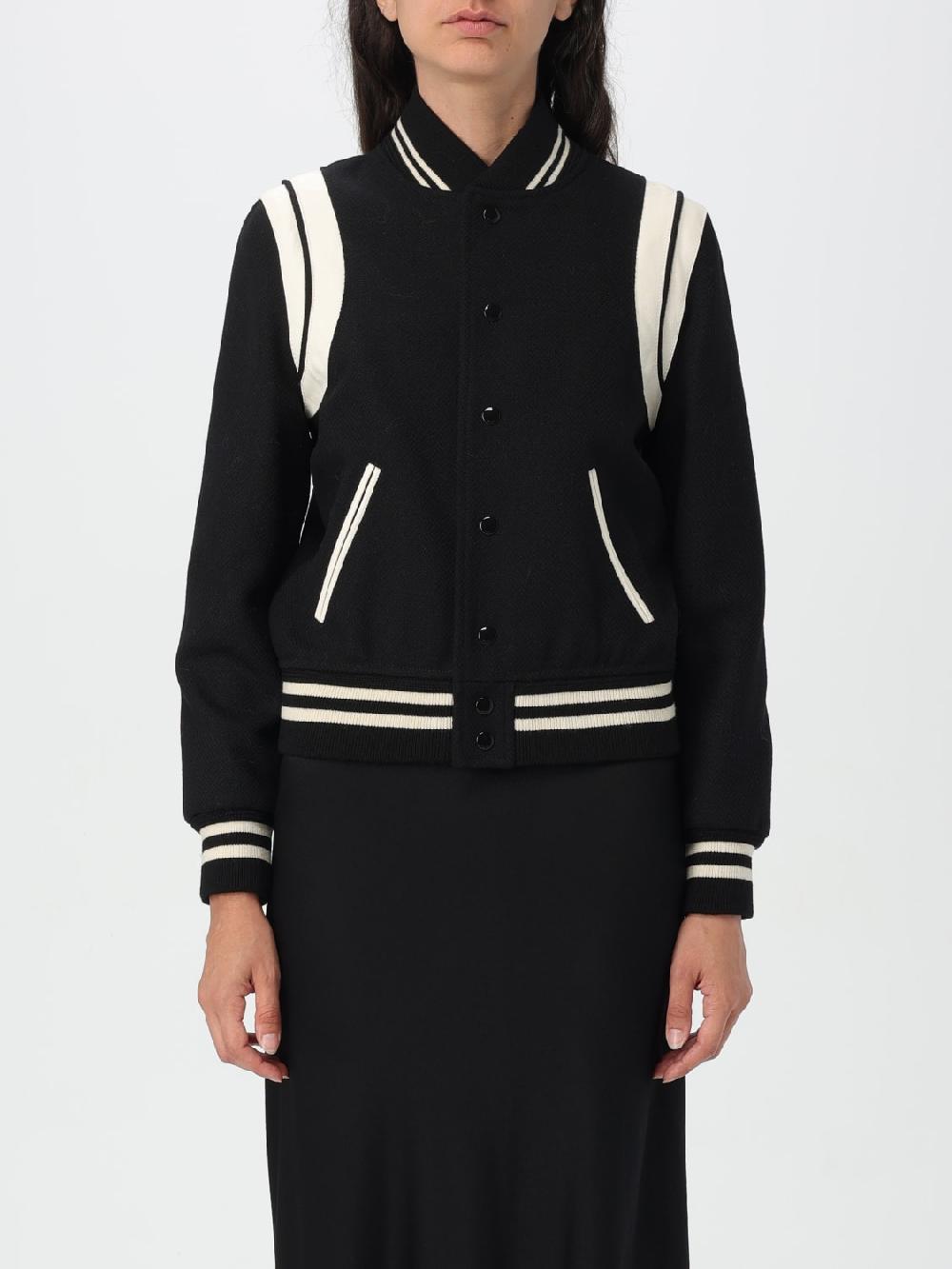 Giglio Bomber Saint Laurent in pelle di agnello e lana Sconto