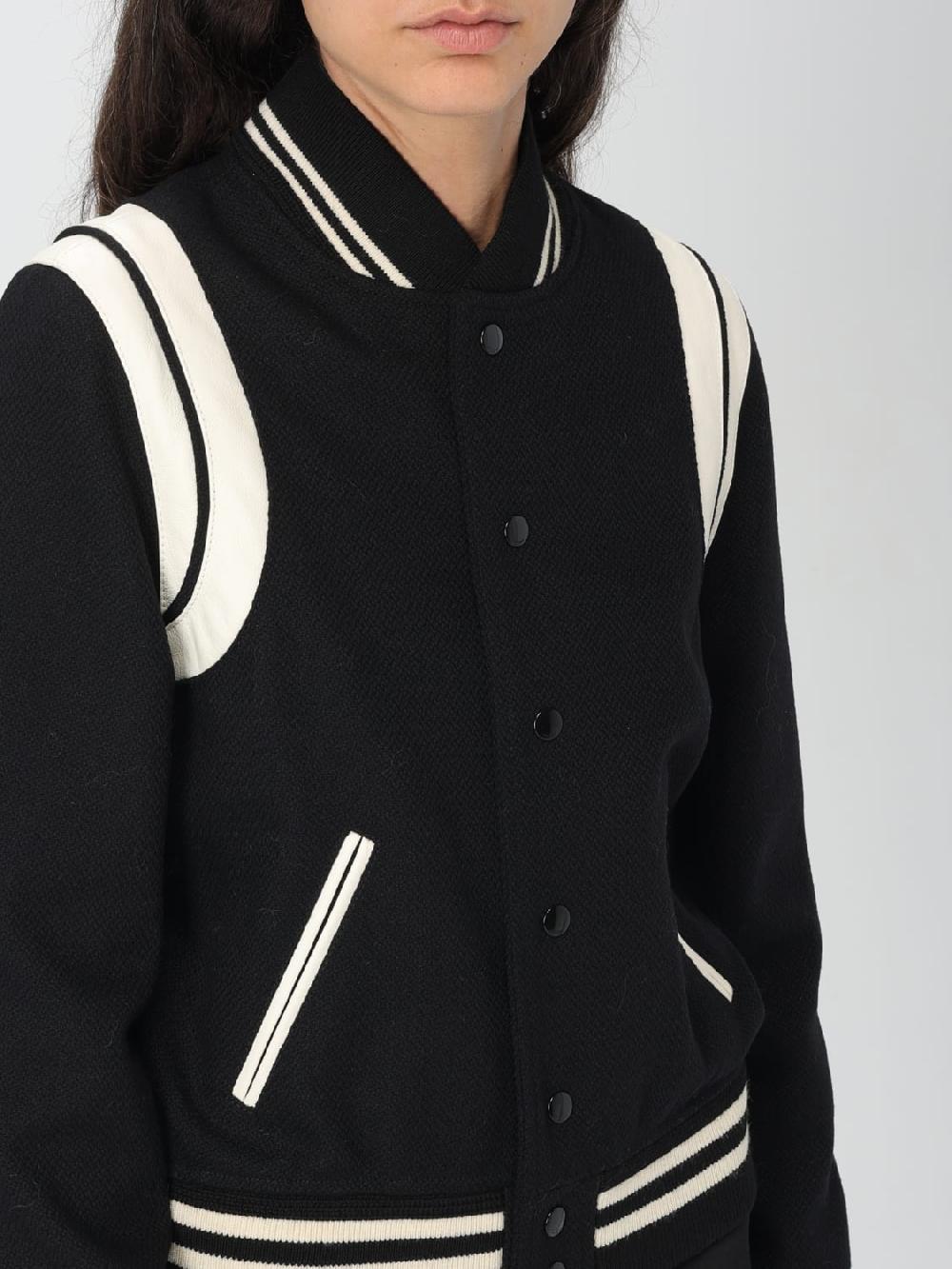 Giglio Bomber Saint Laurent in pelle di agnello e lana Sconto