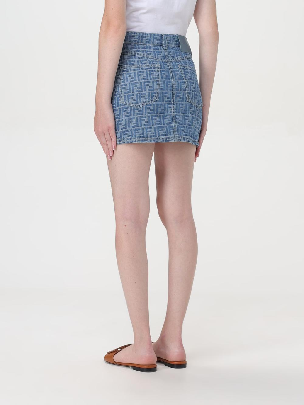 Giglio Gonna mini in denim FF Fendi Online
